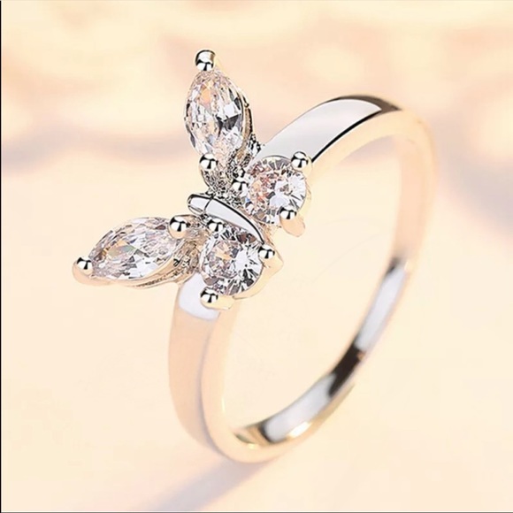NEW 925 Silver Butterfly Diamond Ring - Picture 3 of 4